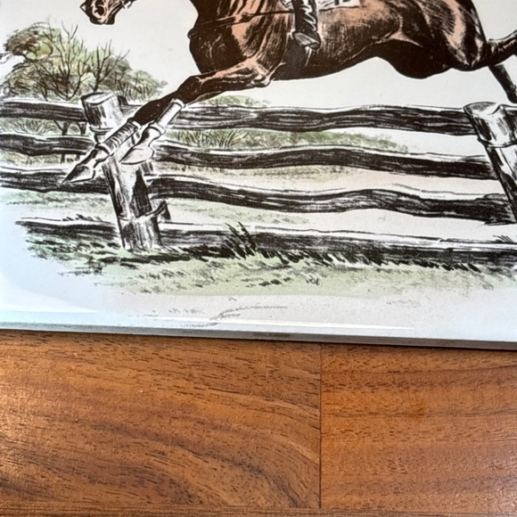 Vintage Equestrian Tile /Trivet 6"×6" Delano Studio Jumping Horse Farmcore - Picture 7 of 8